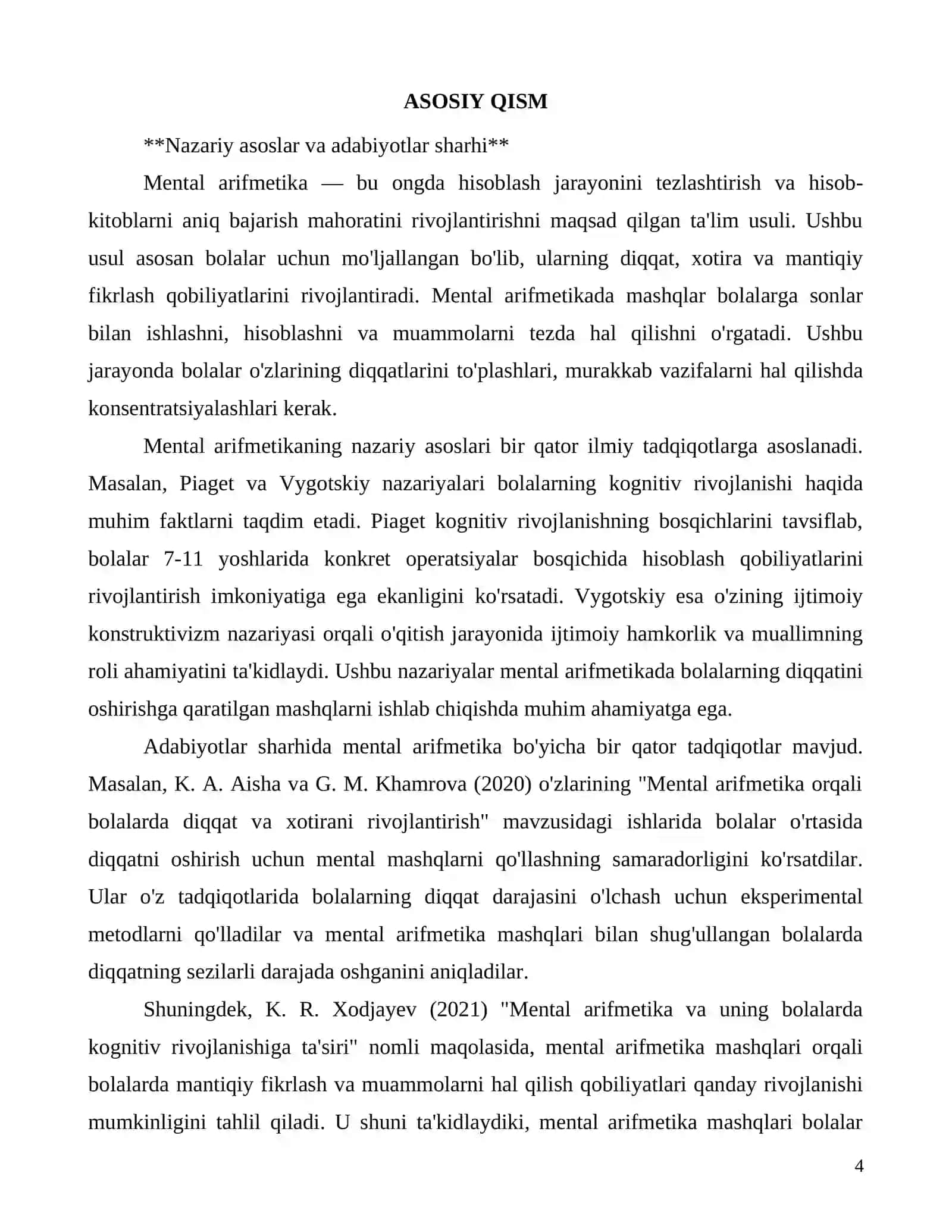 Mental arifmetikada bolaga diqqatni oshiruvchi mashqlar samaradorligi 4