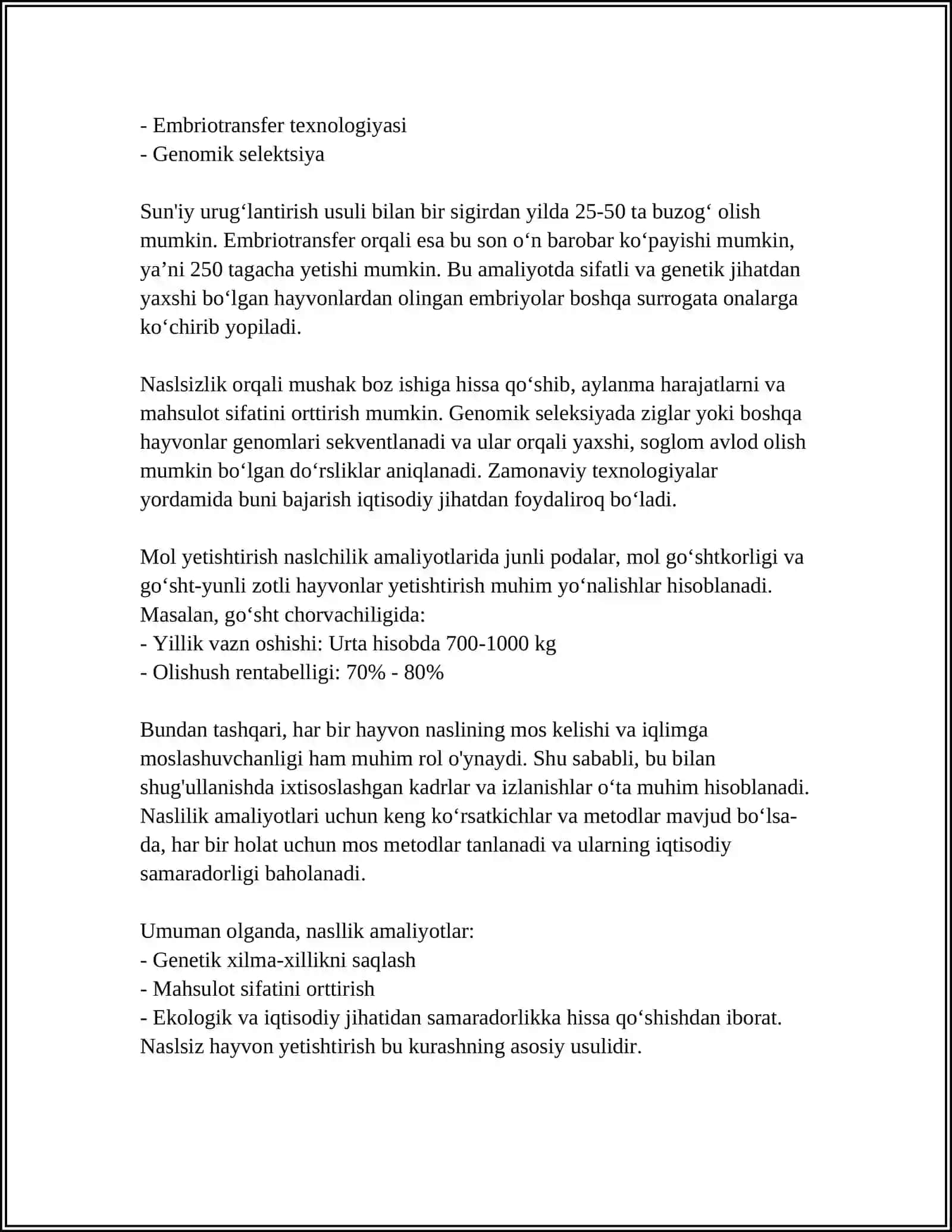 MUSTAQIL ISH Mavzu: QOʼYCHILIKDA NASLCHILIK ISHLARI 4