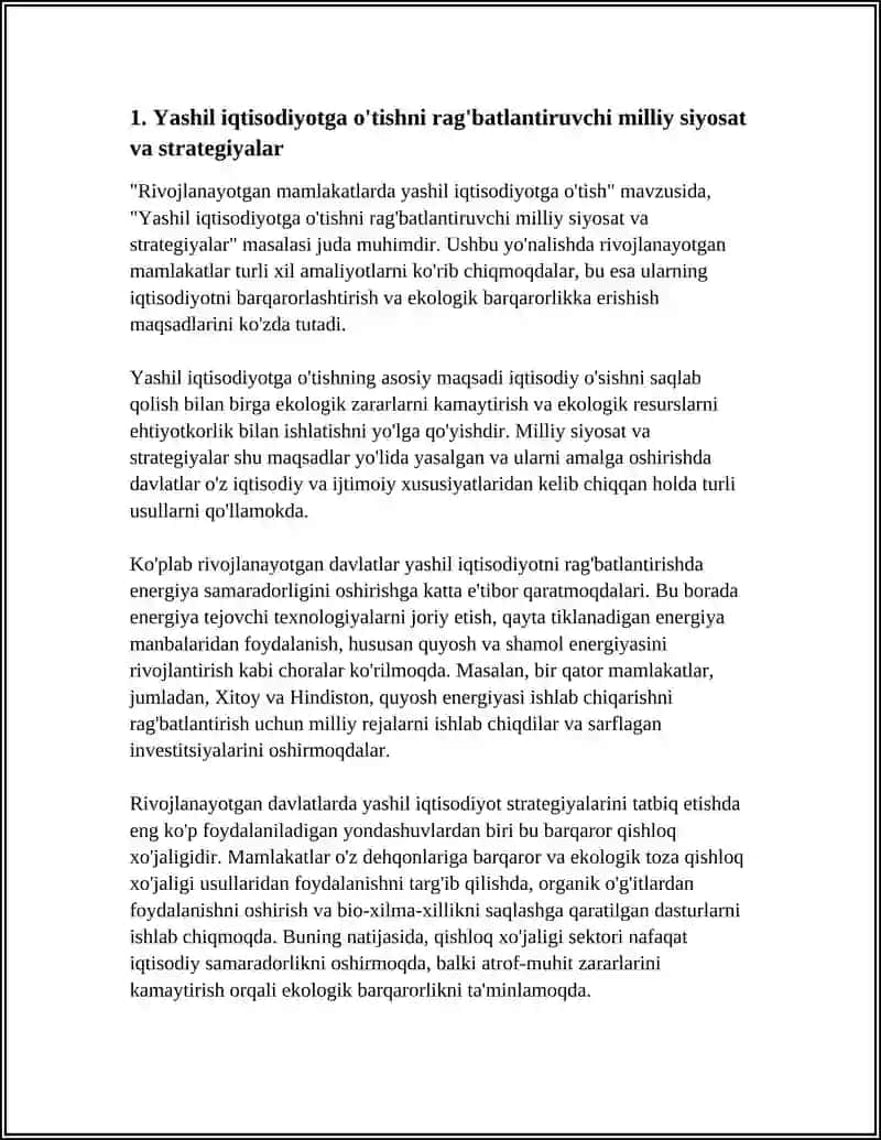 RIVOJLANAYOTGAN MAMLAKATLARDA YASHIL IQTISODIYOTGA O'TISH TAJRIBASI 4