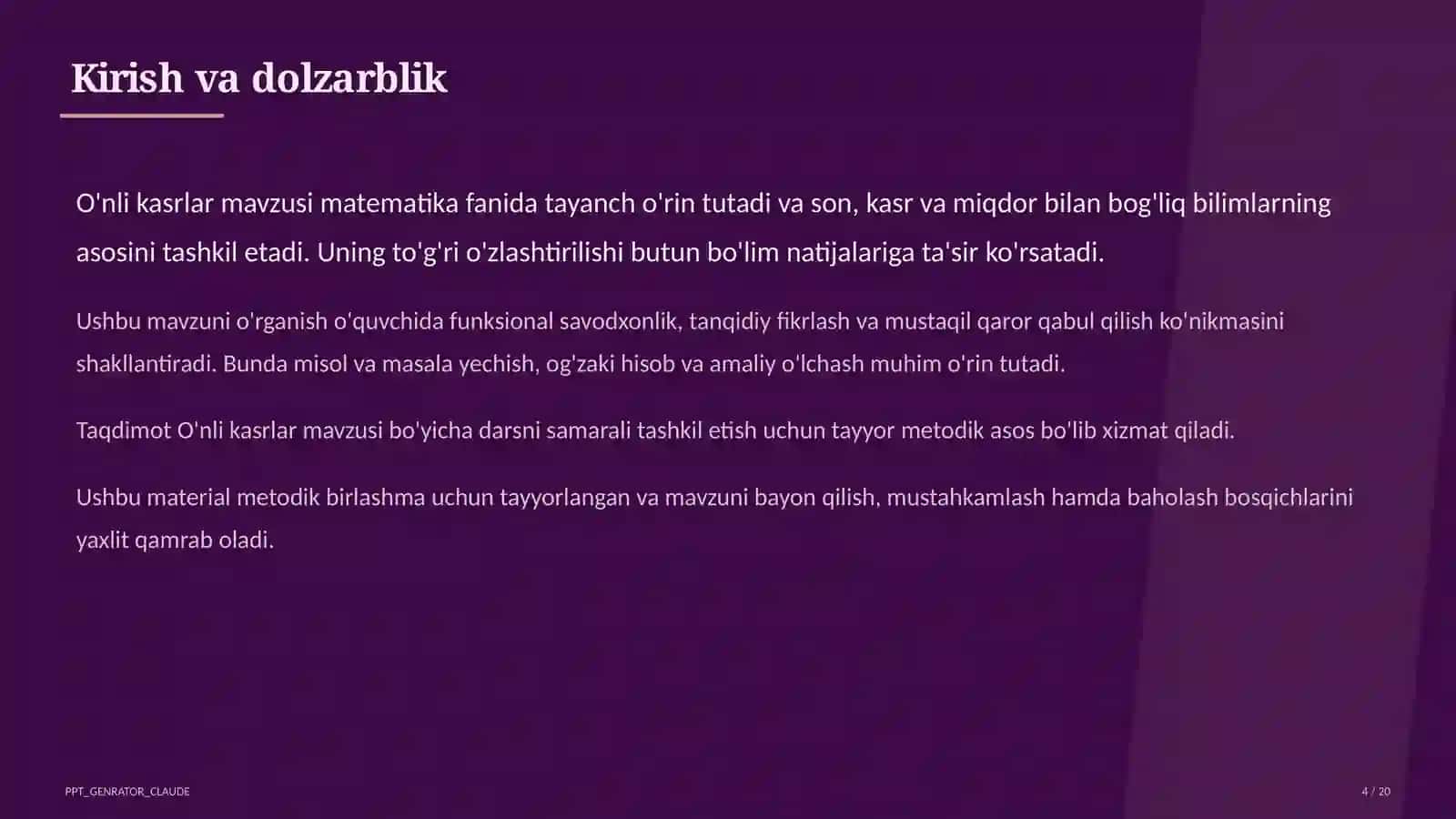 O'nli kasrlar (5-sinf) 4