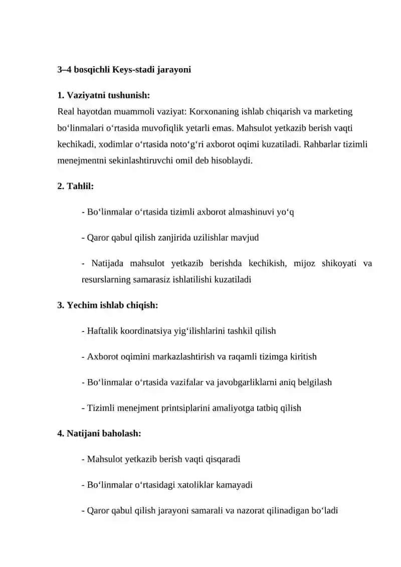 Tizimli menejment nazariyasi faniga oid muammoli keyslar 4