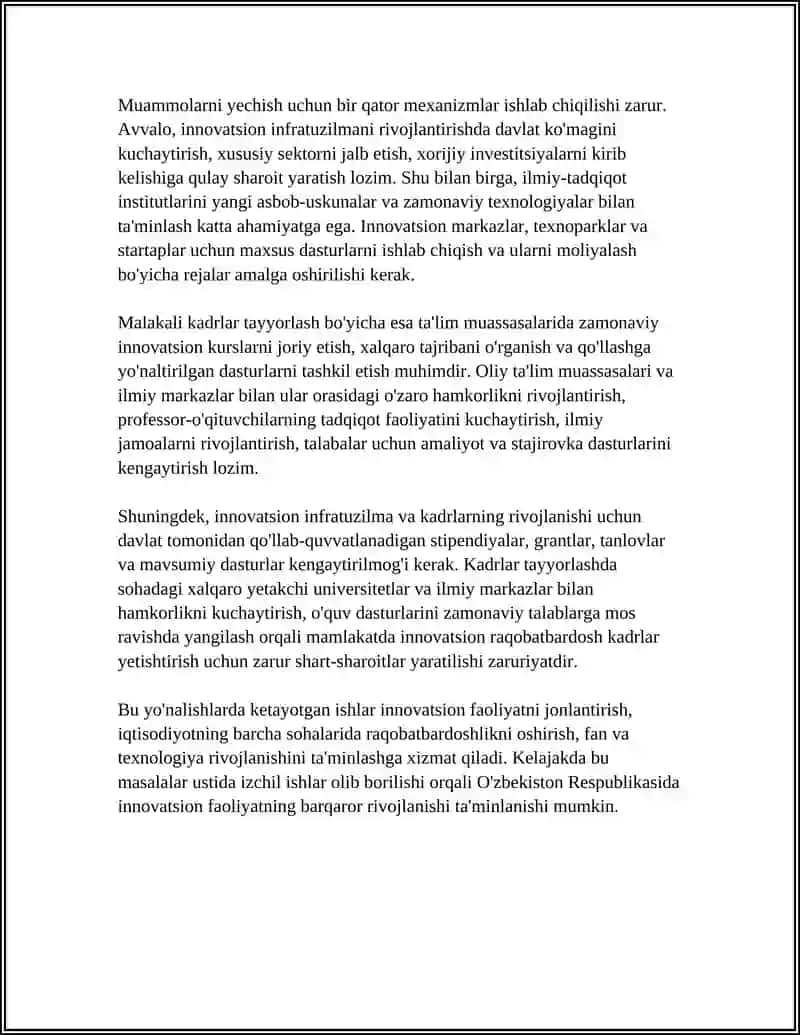 Innovatsion faoliyatning muammolari va yechish mexanizmlari 4