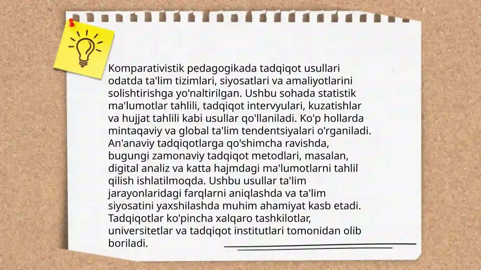 Komparativistik pedagoglikaning faoliyati va vazifalari 4