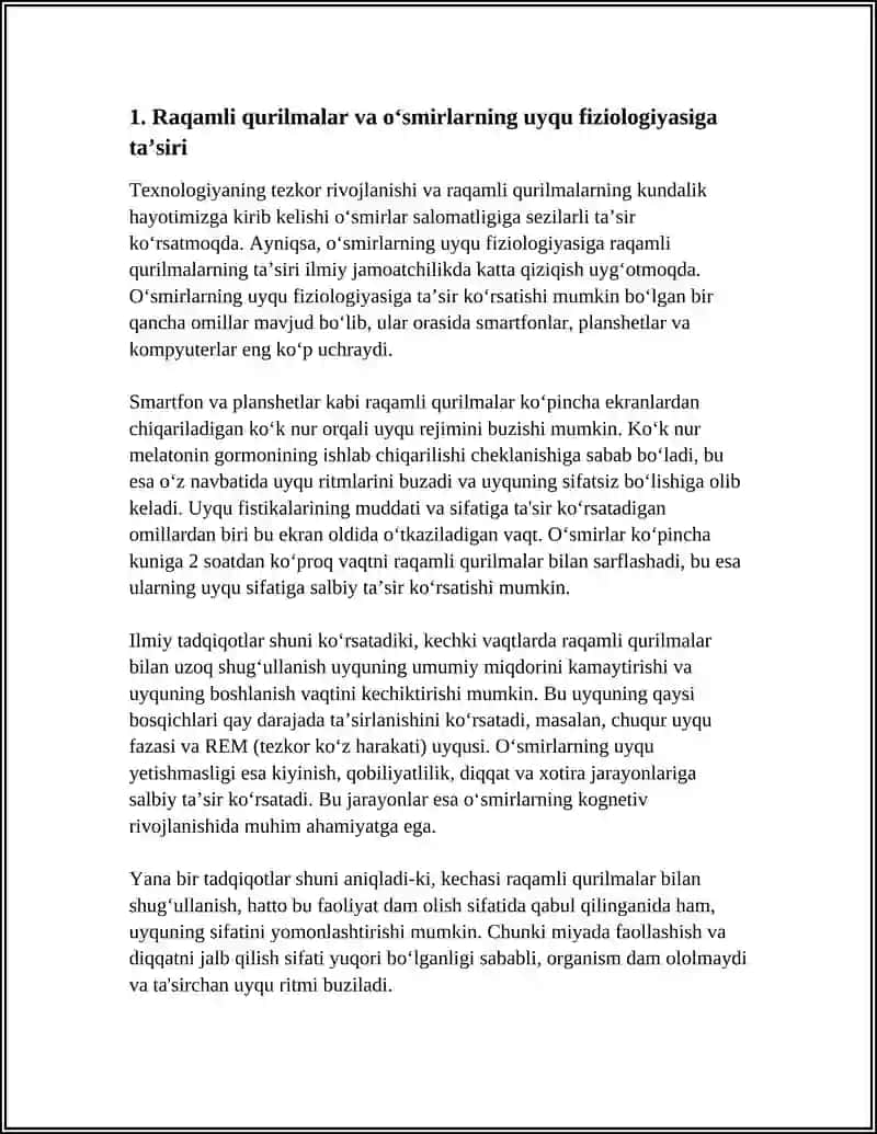 YOSH FIZIOLOGIYASI VA GIGIYENASI REFERAT 4