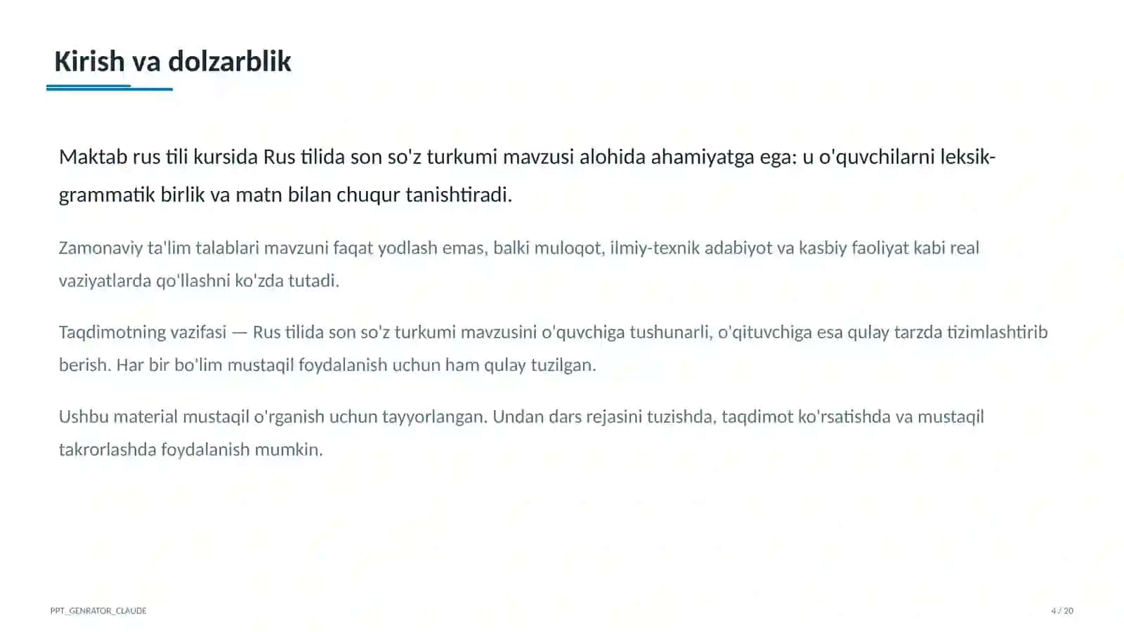 Rus tilida son so'z turkumi (6-sinf) 4
