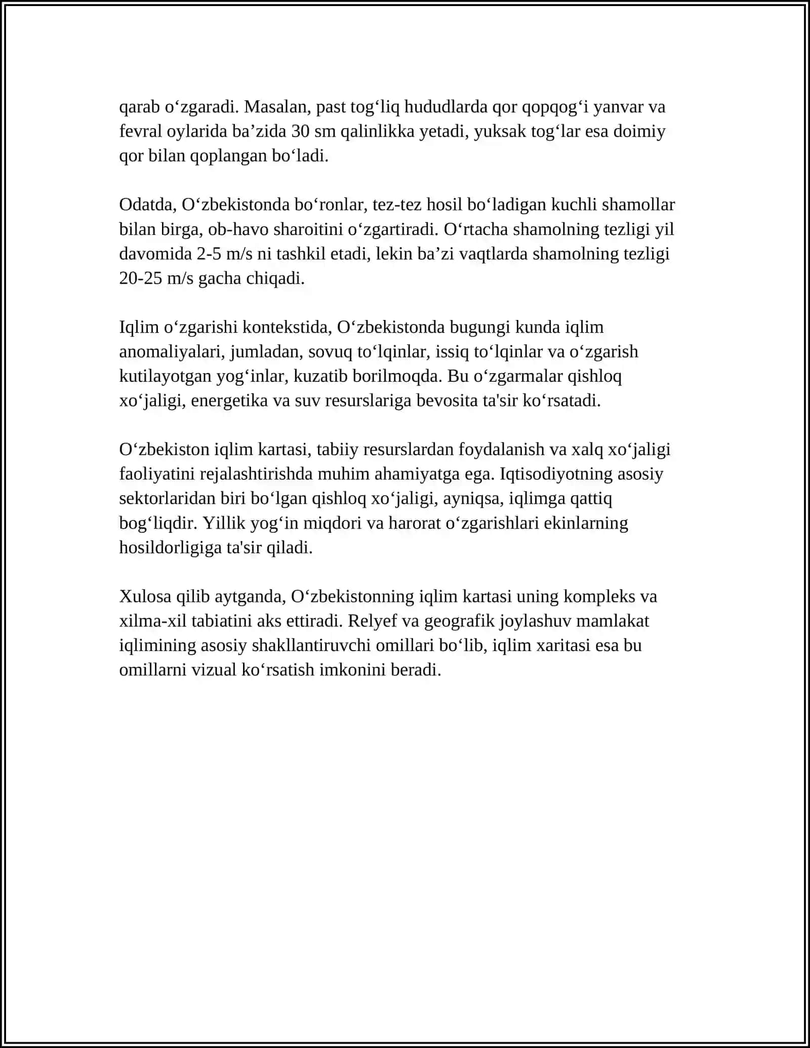 O‘ZBEKISTONINING IQLIM KARTASI 4