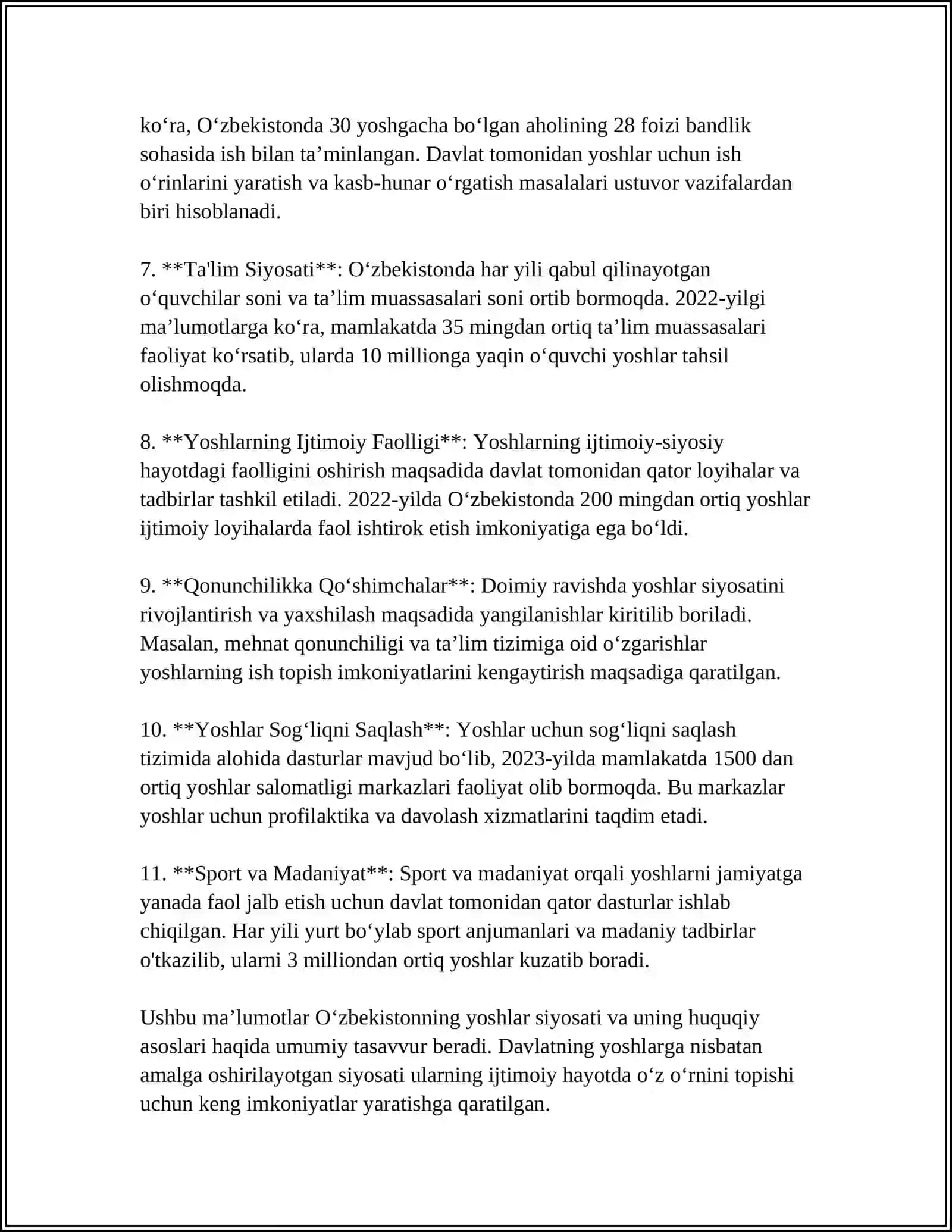 O'ZBEKISTONDA YOSHLARGA OID DAVLAT SIYOSATI 4