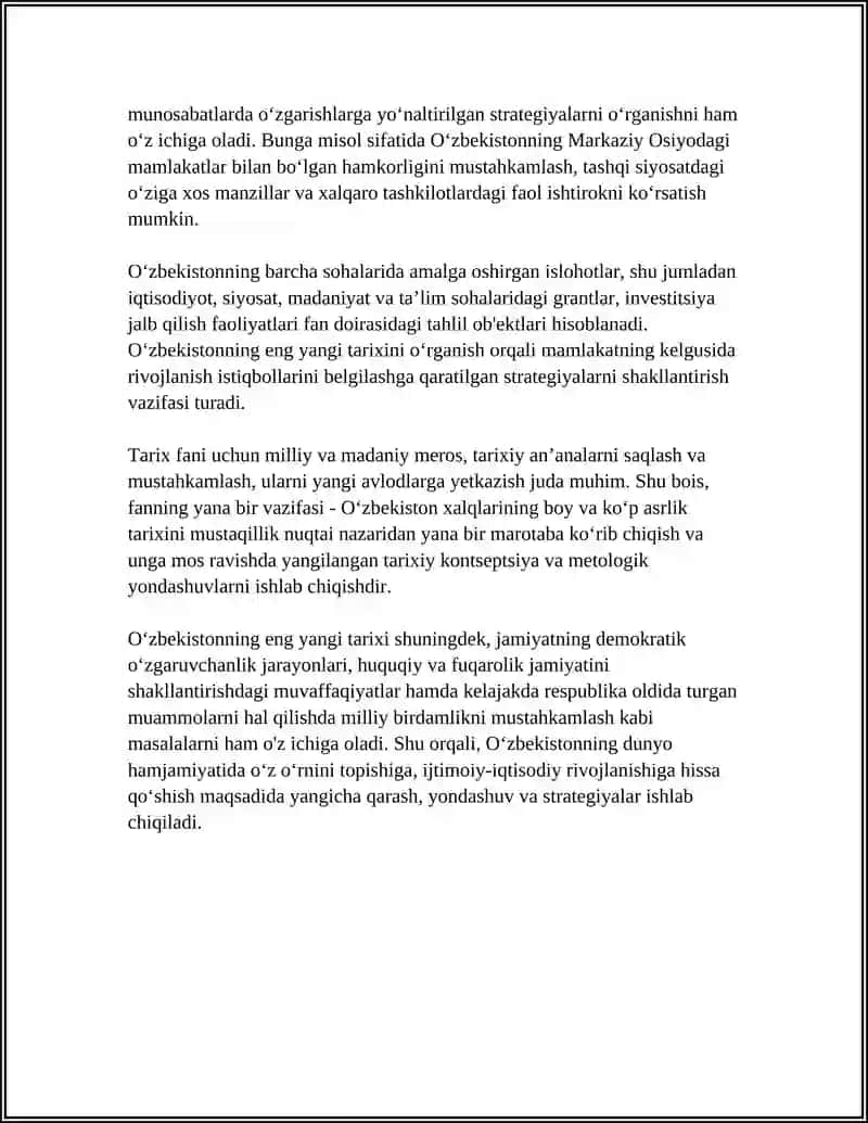 OʻZBEKISTONNING ENG YANGI TARIXI FANINING PREDMETI MAQSAD VA VAZIFALARI 4