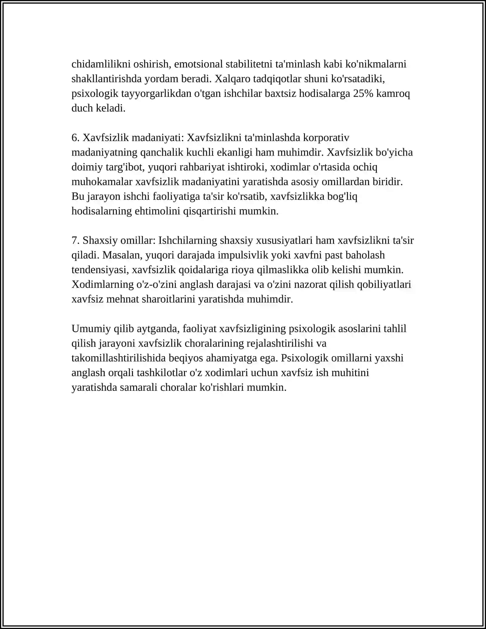 FAOLIYAT XAVFSIZLIGINI TA'MINLASHDA PSIXOLOGIK OMILLARNING AHAMIYATI 4