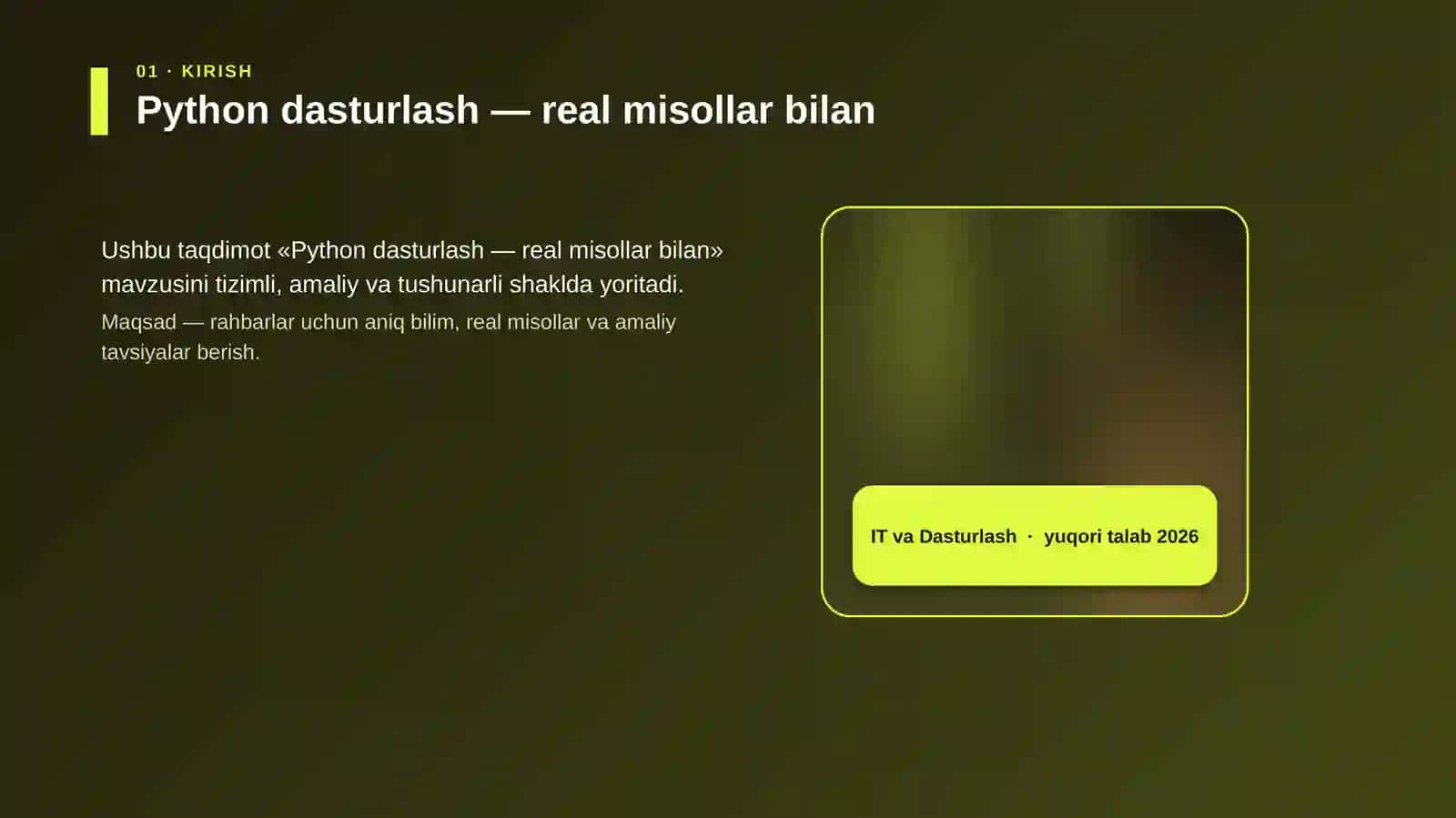 Python dasturlash — real misollar bilan 4