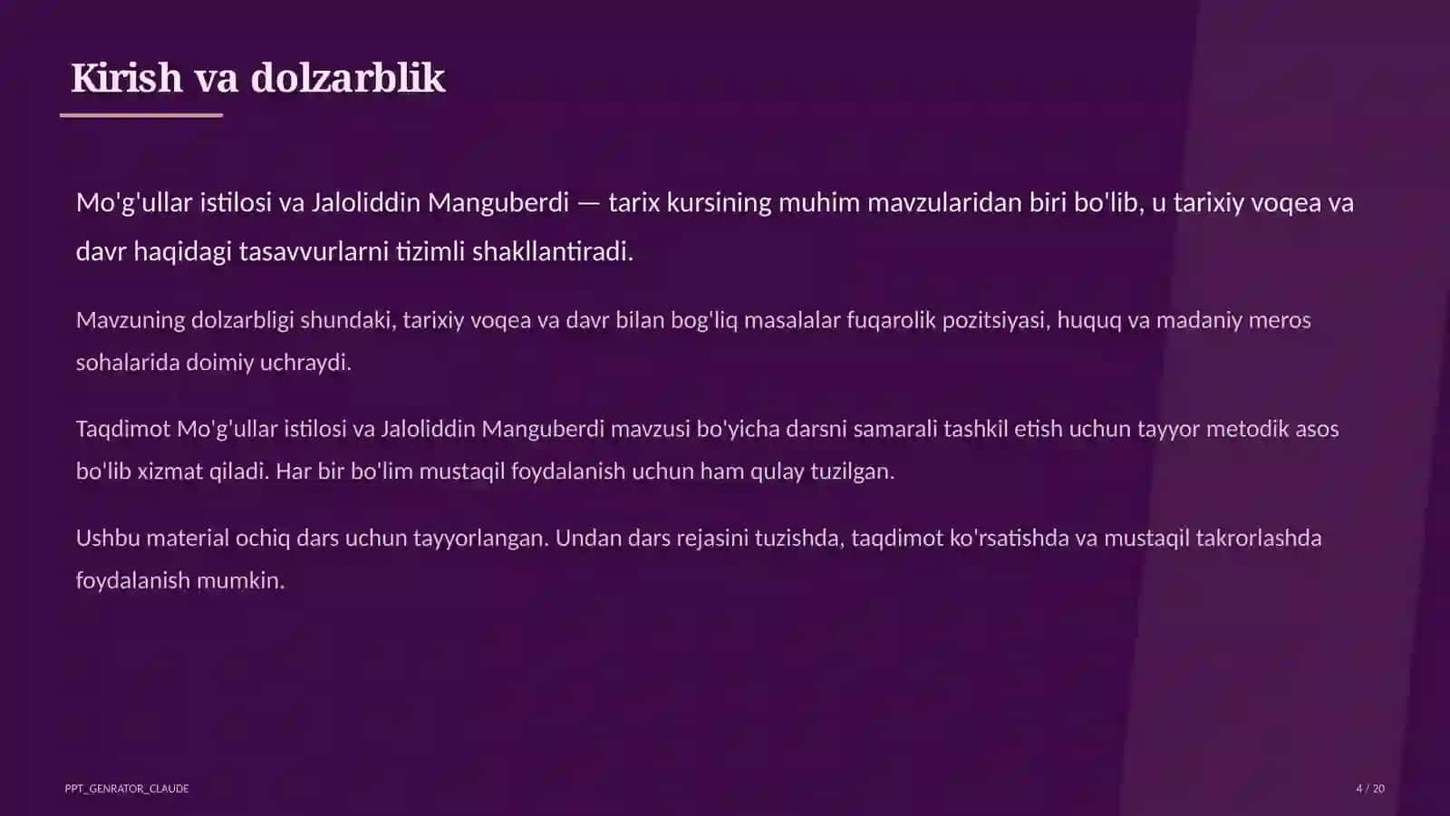 Mo'g'ullar istilosi va Jaloliddin Manguberdi (7-sinf) 4