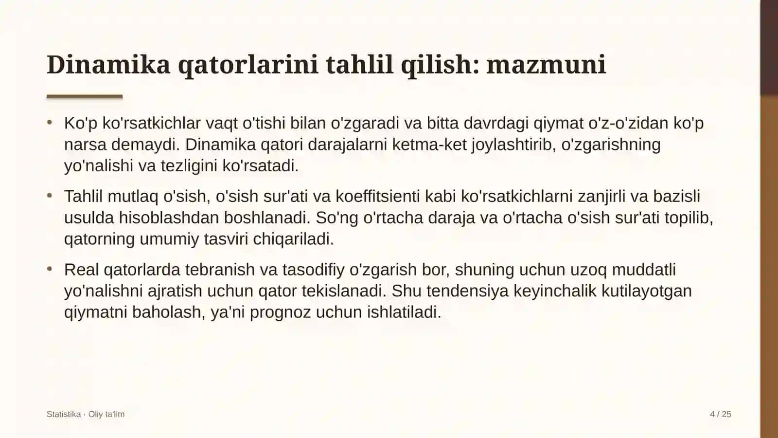Avtosalonlarda dinamika qatorlarini tahlil qilish 4