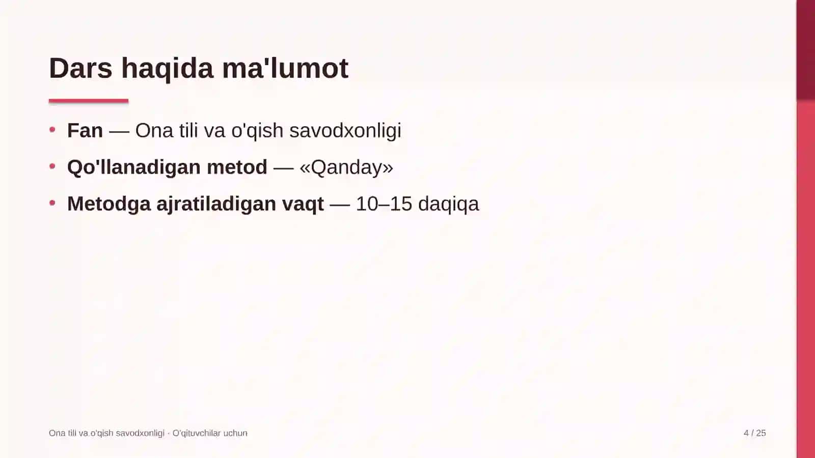 ona tili va o'qish savodxonligi darslarida qanday metodidan foydalanish 4362 4