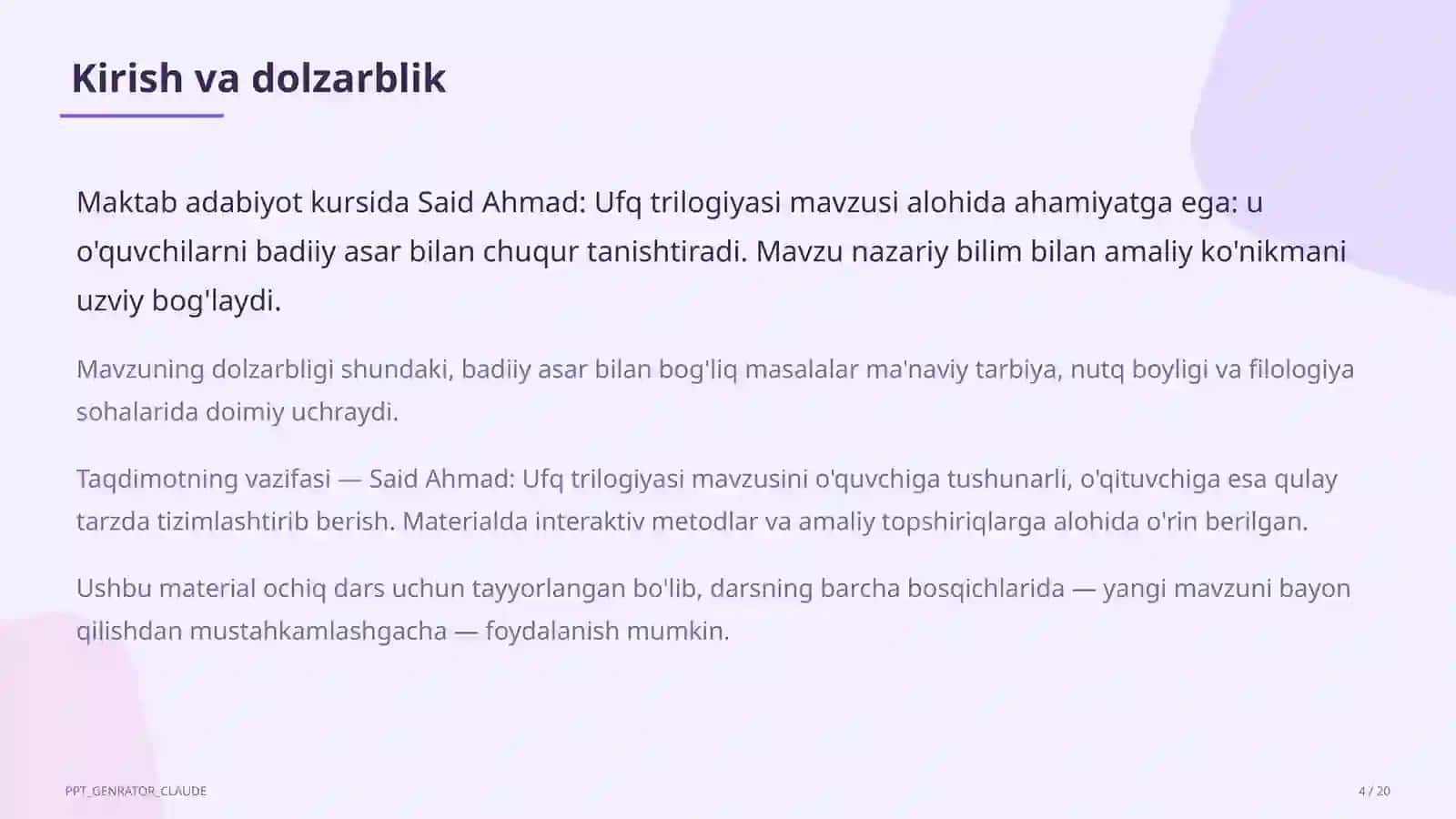 Said Ahmad: Ufq trilogiyasi (11-sinf) 4