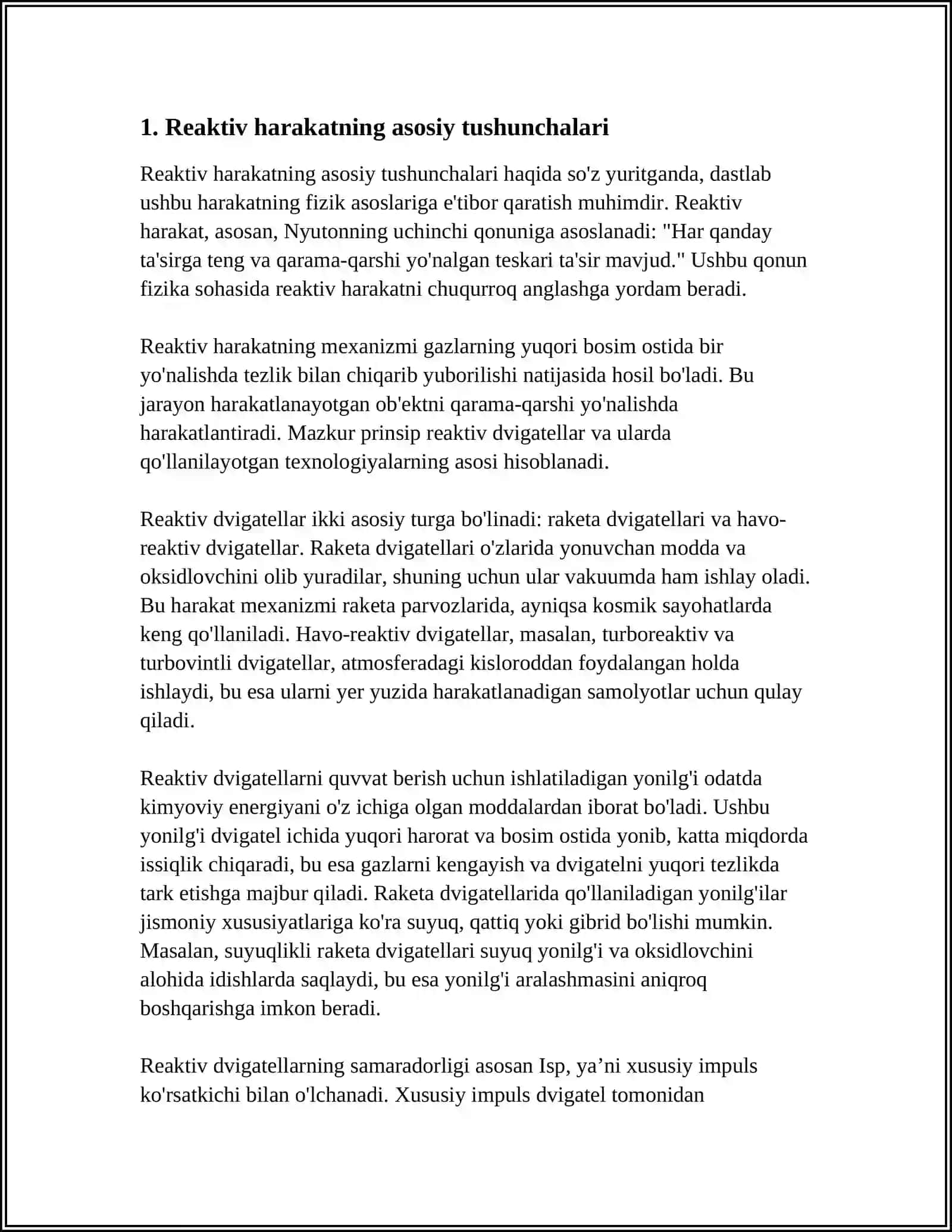 ÕZGARUVCHAN MASSALI JISMLARNING HARAKATI. REAKTIV HARAKAT 4