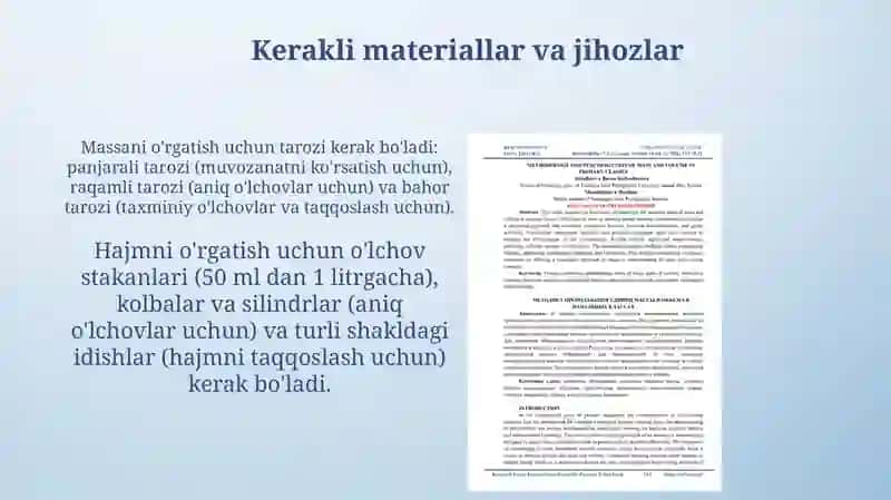 Boshlang'ich sinflarda massa va sig'im o'lchov birliklarini o'rgatishmetodikasi 4
