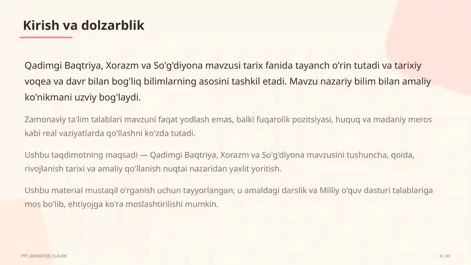 Qadimgi Baqtriya, Xorazm va So'g'diyona (6-sinf) 4