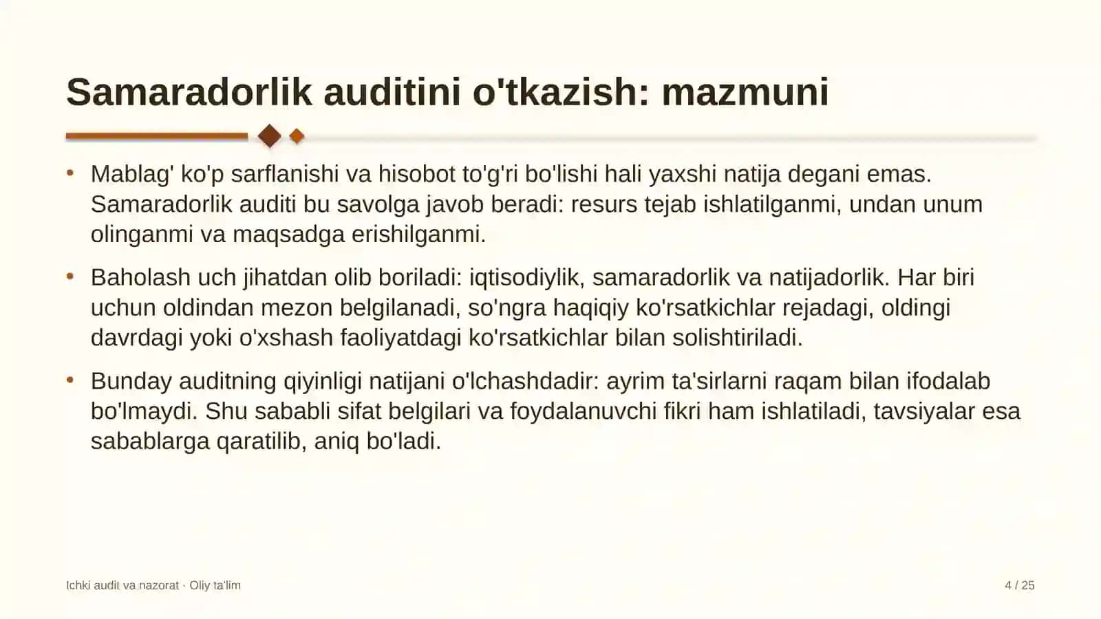 Tabiat yodgorliklarida samaradorlik auditini o'tkazish 4