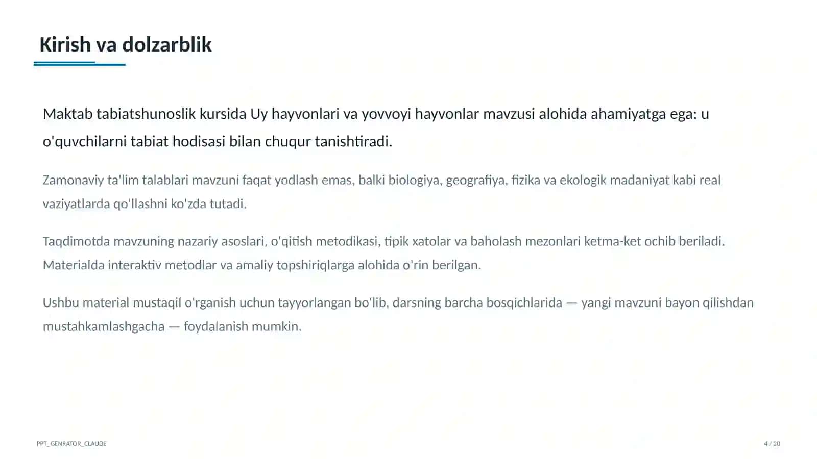 Uy hayvonlari va yovvoyi hayvonlar (1-sinf) 4