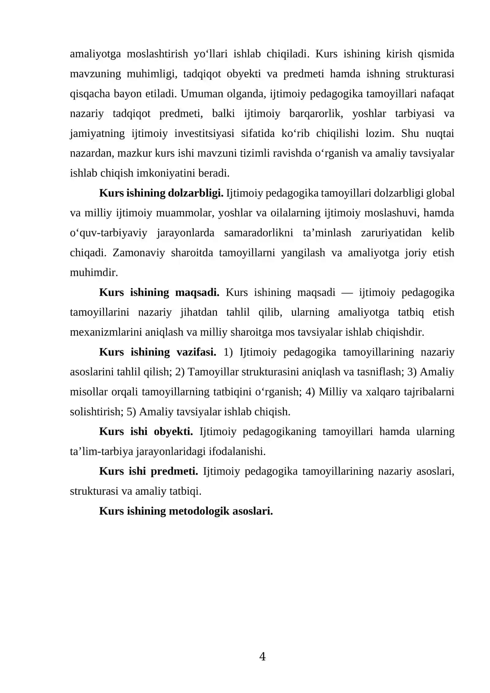 Ijtimoiy Pedagogika Tamoyillari Kurs Ishi 4