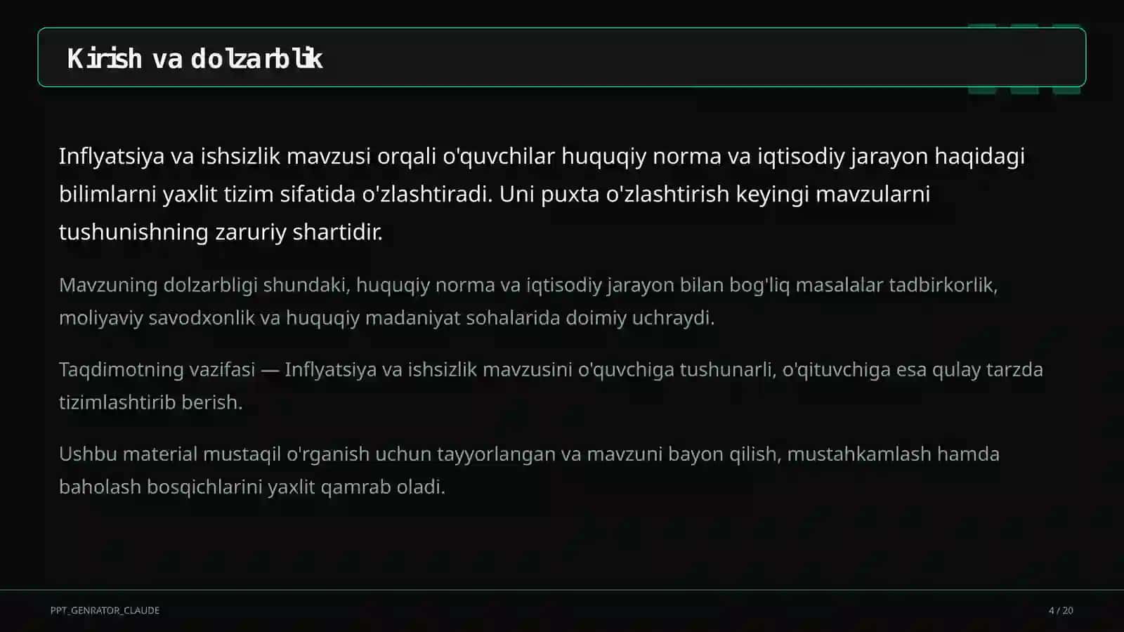Inflyatsiya va ishsizlik (11-sinf) 4