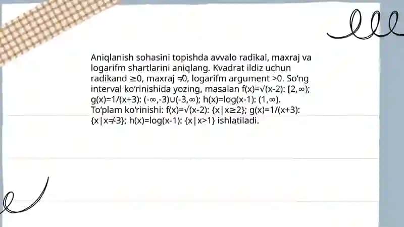 Funksiyaning aniqlanish sohasi 4