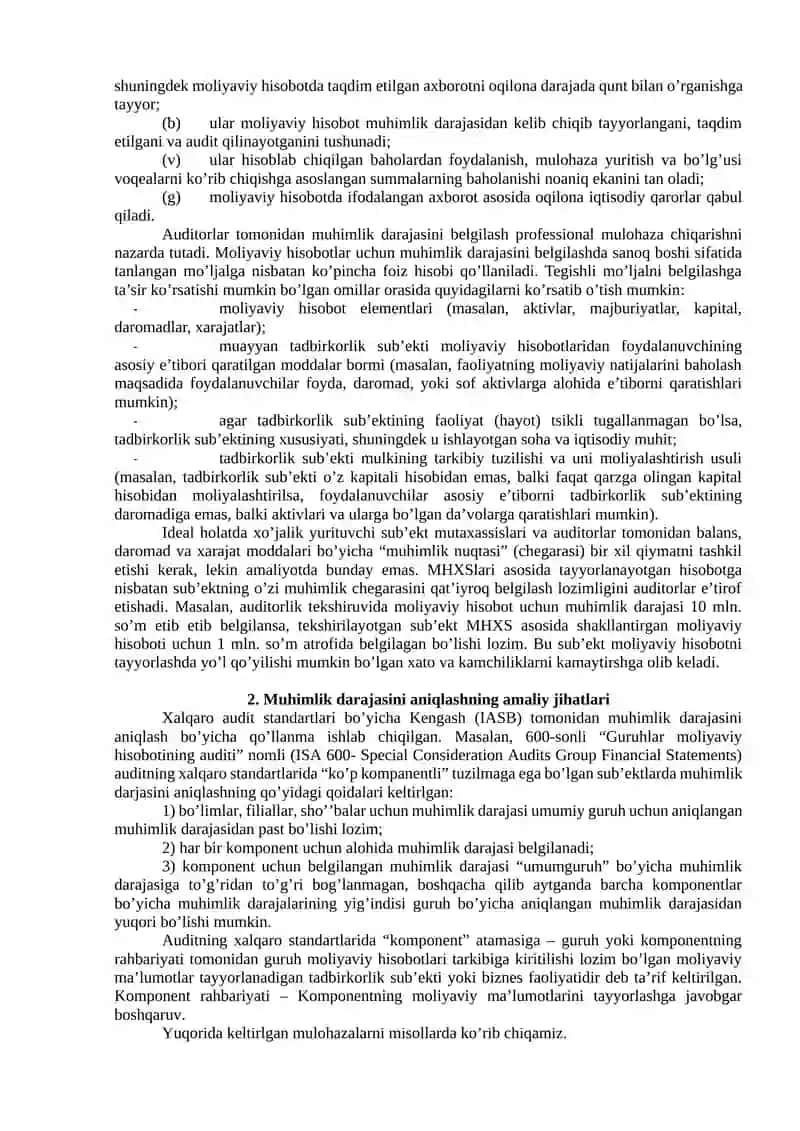 AUDITDA MUHIMLIK TUSHUNCHASI VA AUDITORLIK RISK 4