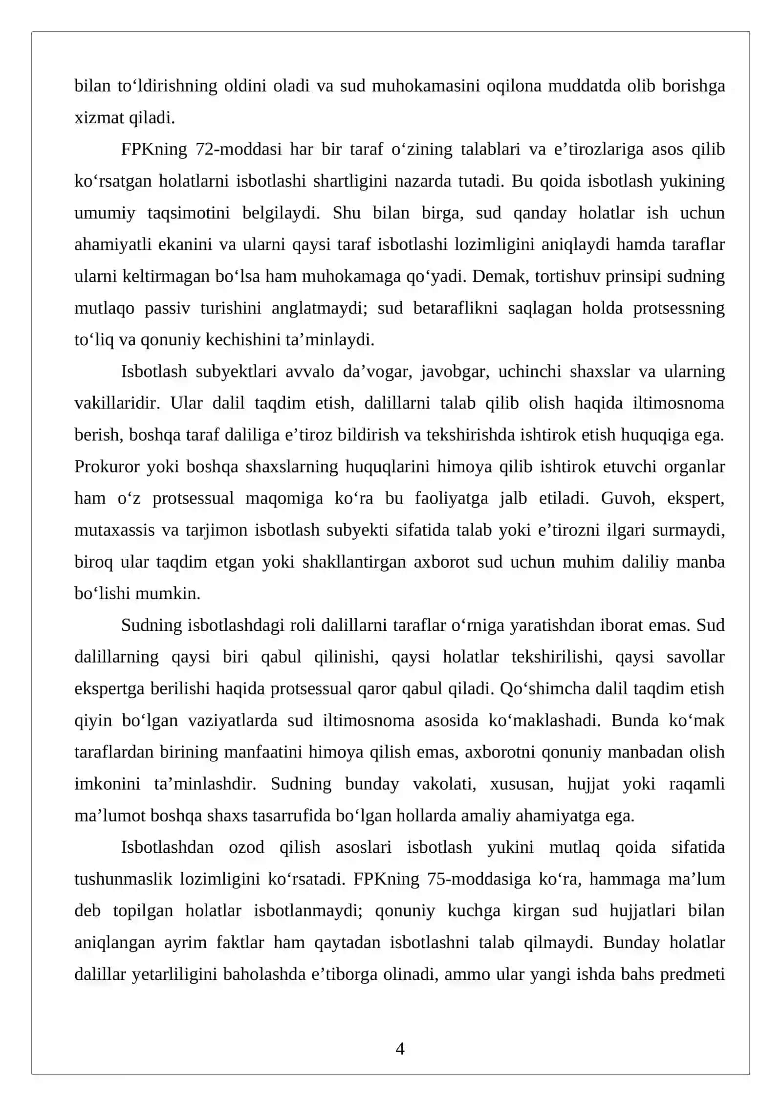 Dalillarning daxldorligi, maqbulligi, ishonchliligi va yetarliligi 4