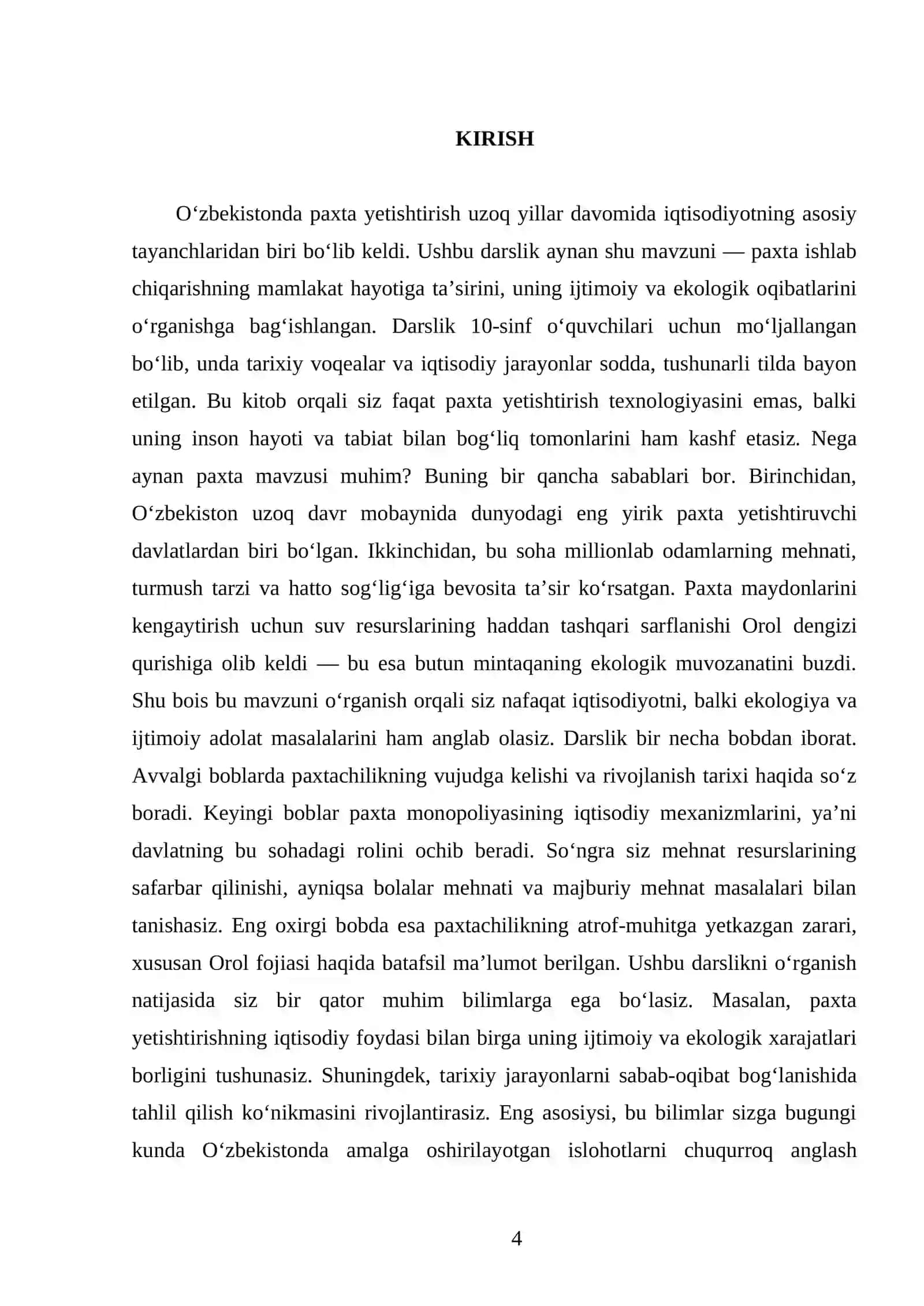 O‘ZBEKISTONDA PAXTA ISHI VA UNING OQIBATLARI. 10- SINF 4