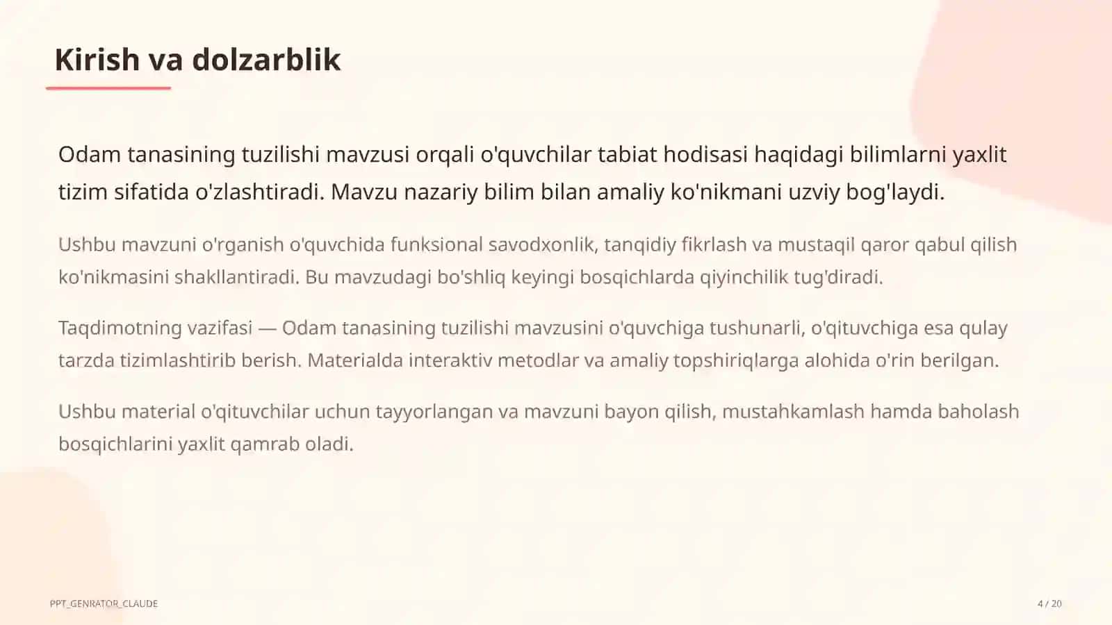 Odam tanasining tuzilishi (2-sinf) 4