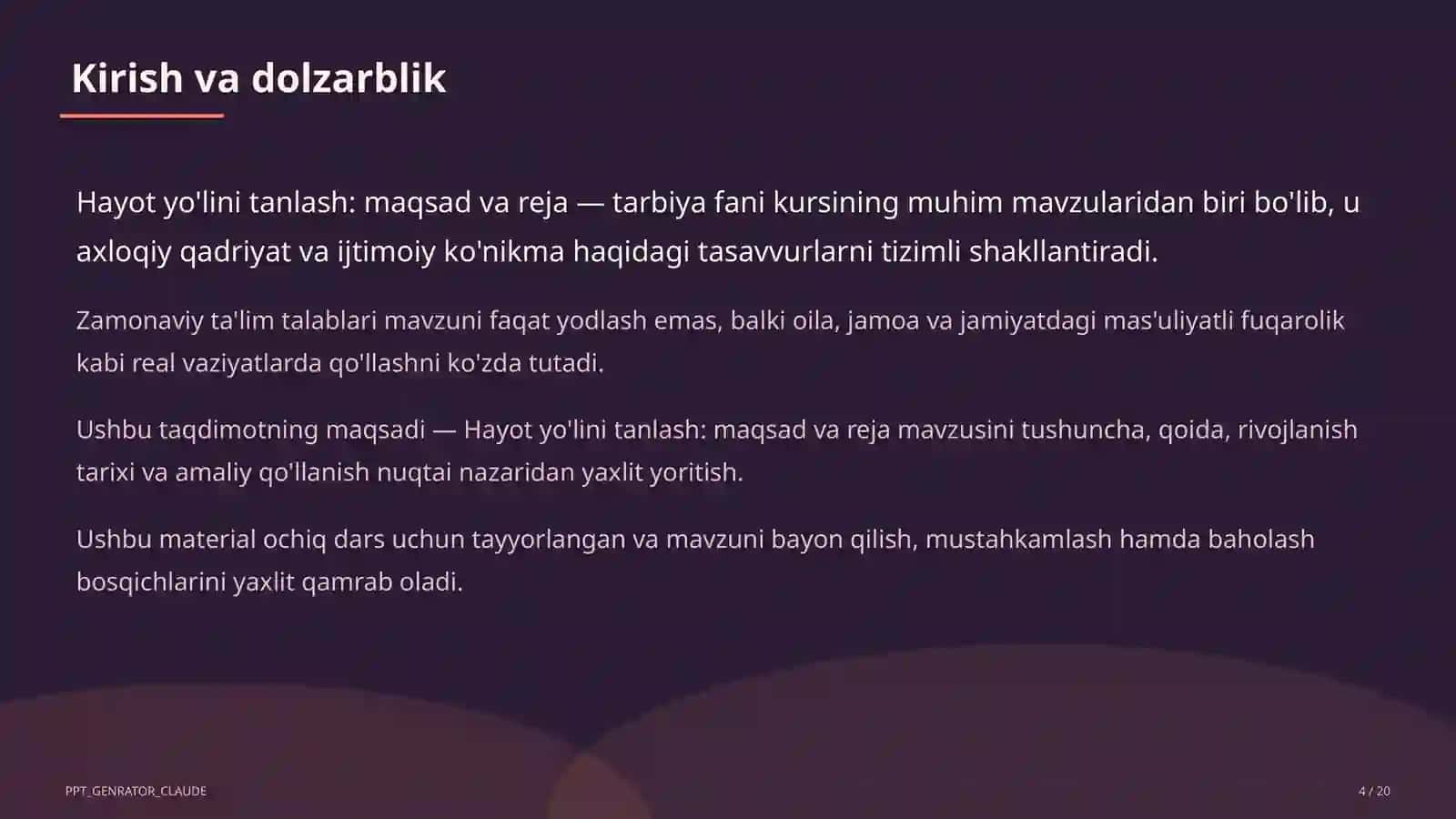 Hayot yo'lini tanlash: maqsad va reja (11-sinf) 4