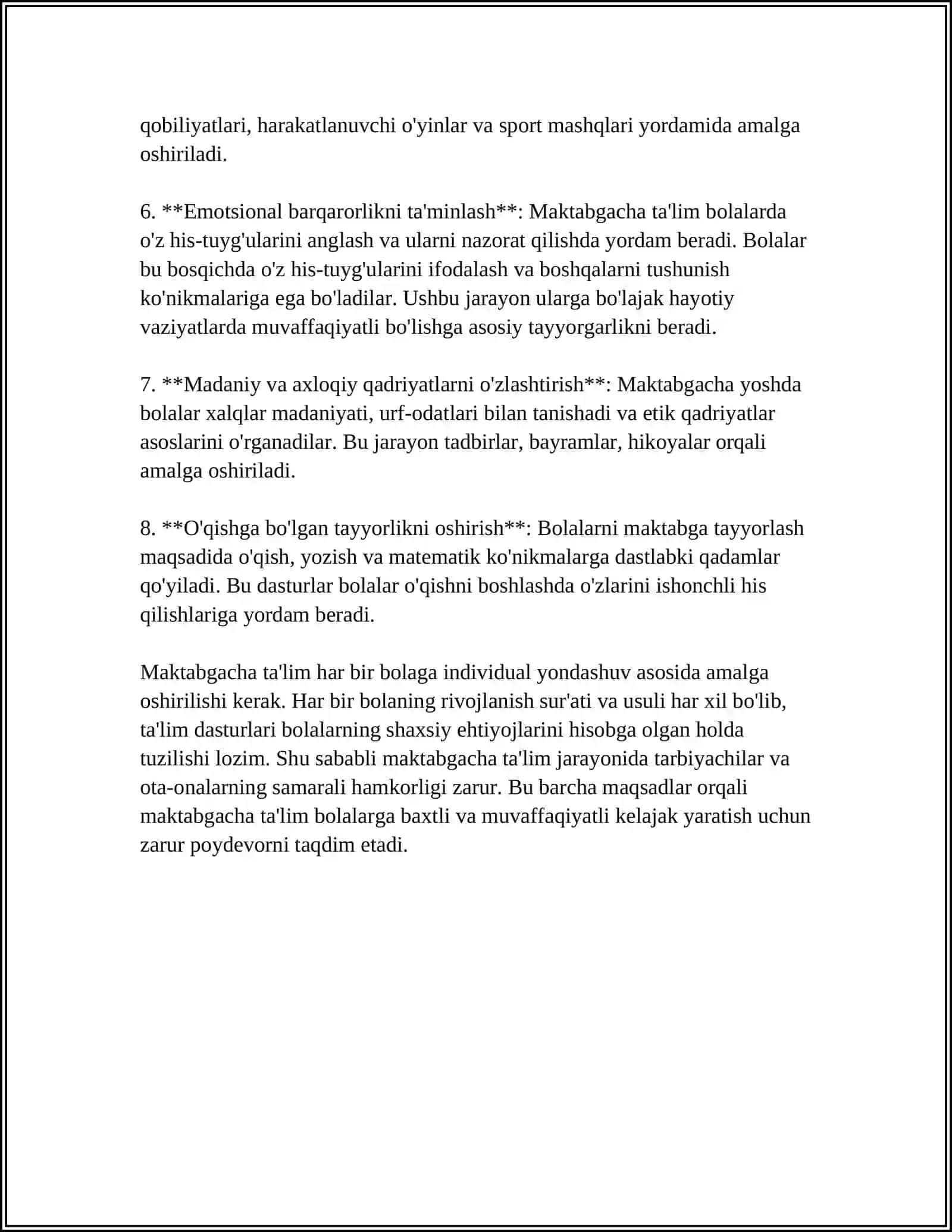 MAKTABGACHA TAʼLIM TARBIYANING DAVLAT STANDARTLARI 2024-2025-o'quv yili 4