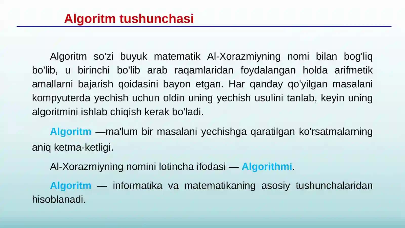 ALGORITMLASHTIRISH VA DASTURLASH ASOSLARI 4
