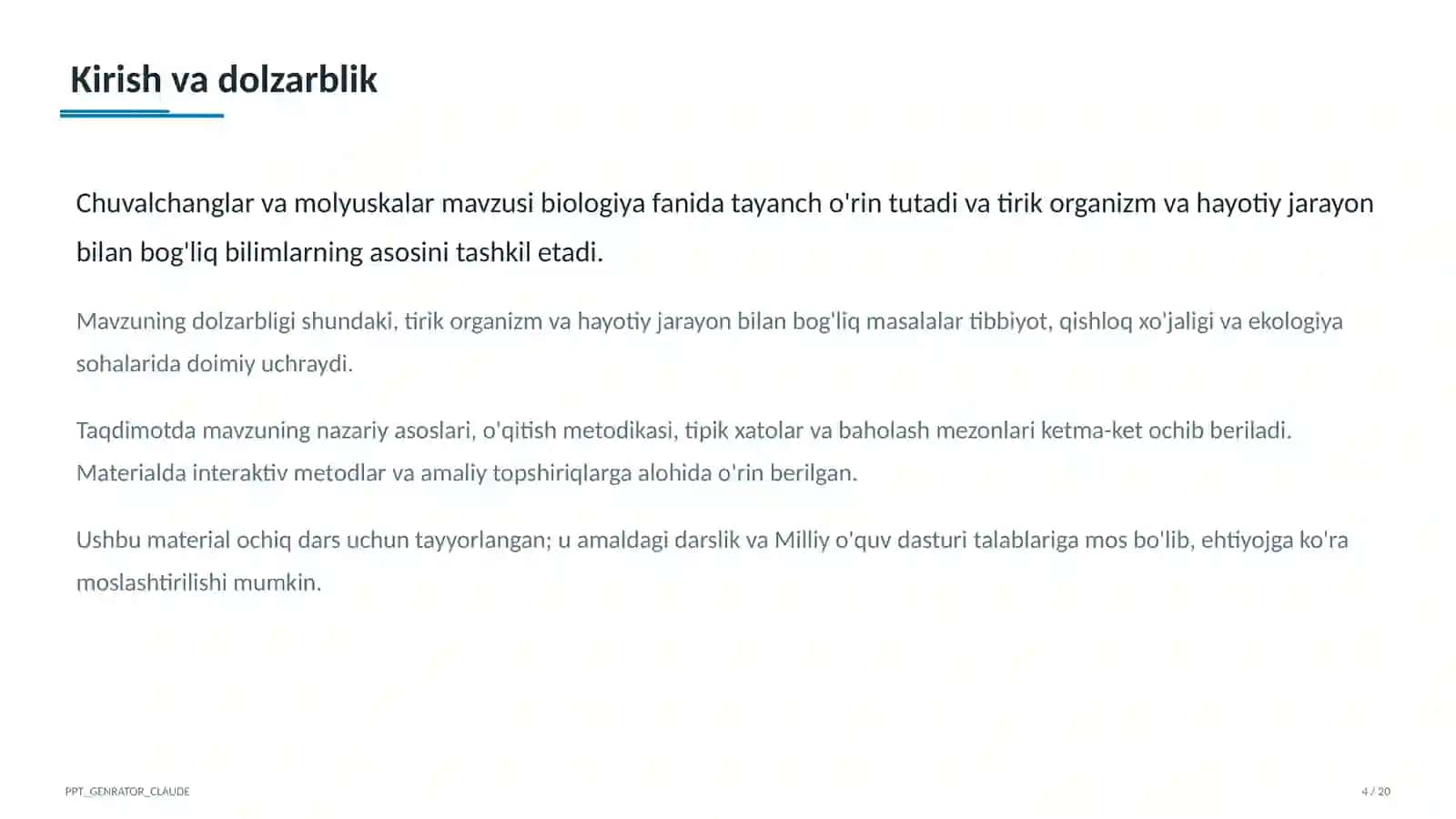 Chuvalchanglar va molyuskalar (7-sinf) 4