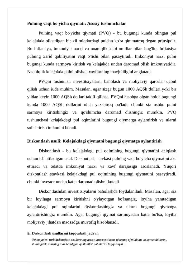 Investitsiyalarni baholash (pulning vaqt qiymati) 4