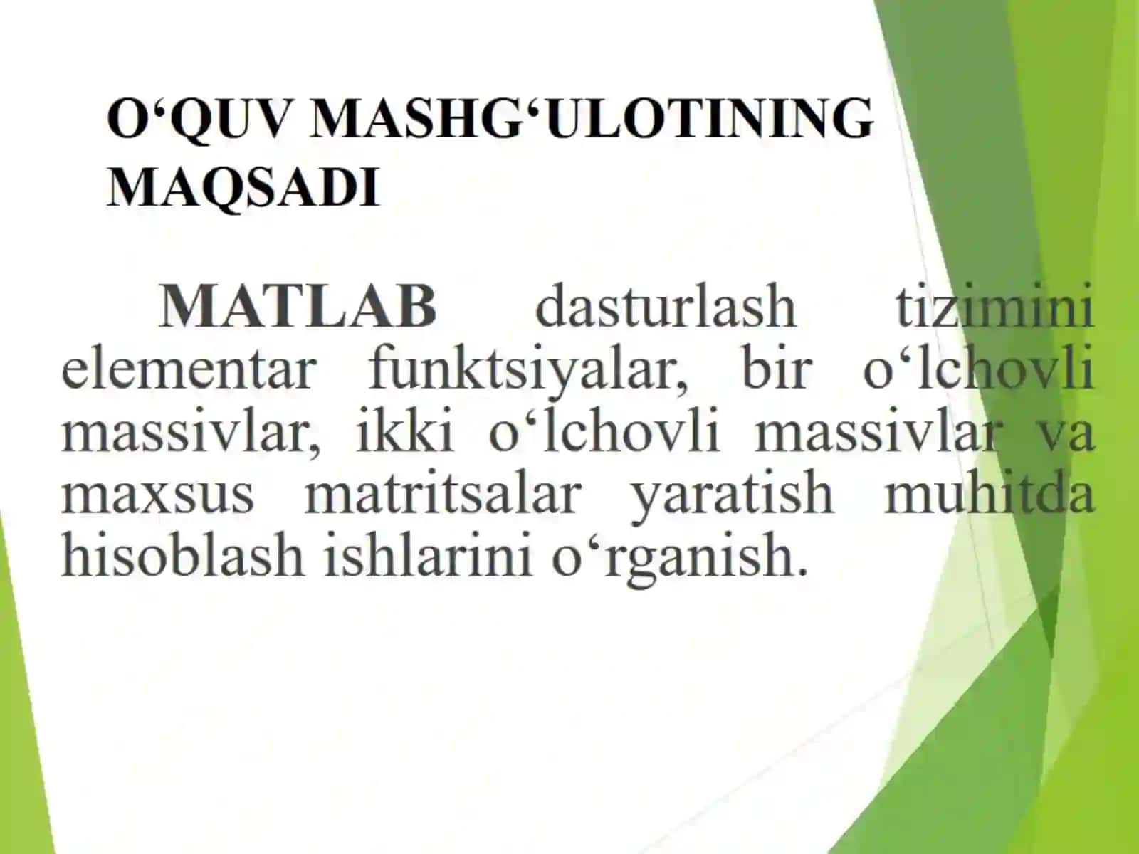 Vektorlar va matritsalar bilan ishlash 4