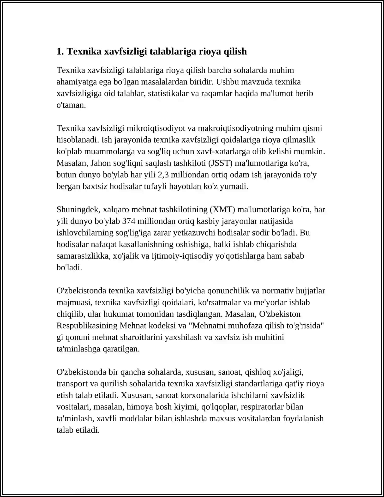 MASHINA VA MEXANIZMLAR UCHUN TEXNIKA XAVFSIZLIGI TALABLARI KELTIRILADIGAN ME’YORIY HUJJATLAR TIZIMI 4