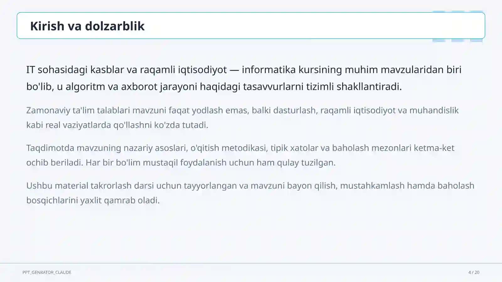 IT sohasidagi kasblar va raqamli iqtisodiyot (11-sinf) 4
