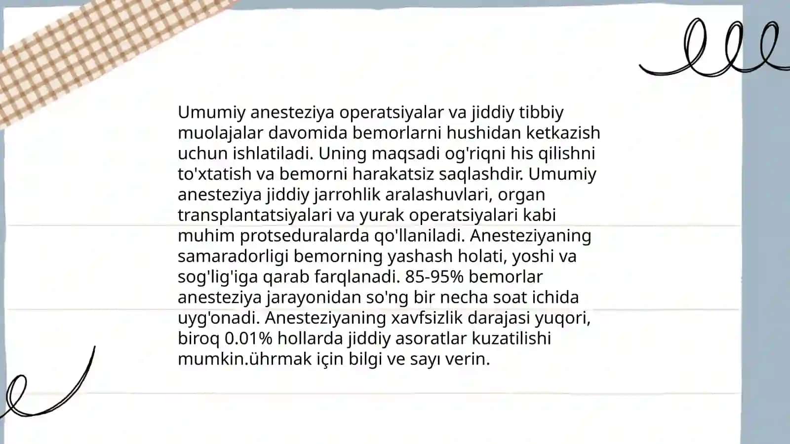 Zamonaviy anesteziologiya. Anesteziyaning turlari va maqsadi 4