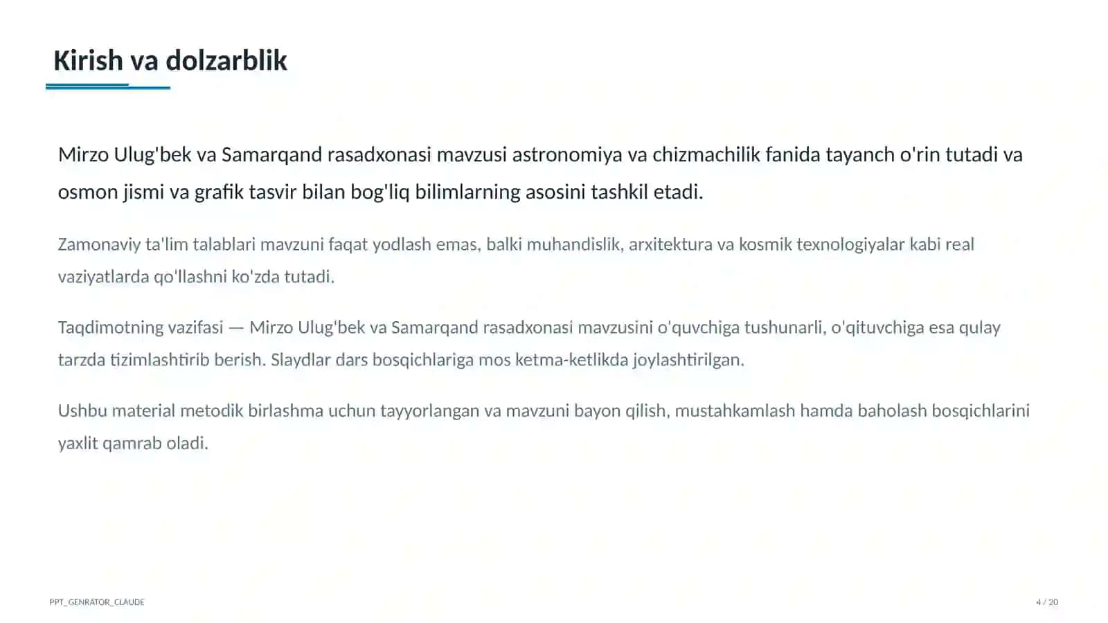 Mirzo Ulug'bek va Samarqand rasadxonasi (10-sinf) 4