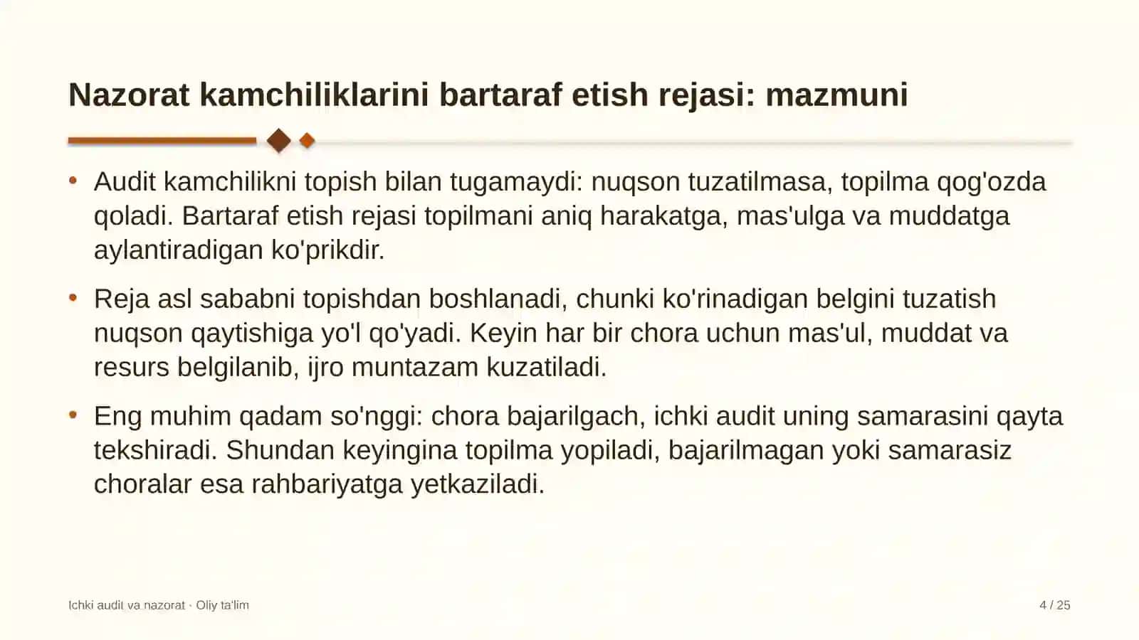 Ichki audit va nazorat · Oliy ta'lim 4