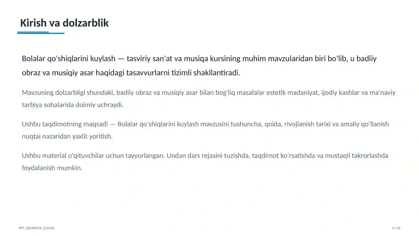 Bolalar qo'shiqlarini kuylash (1-sinf) 4