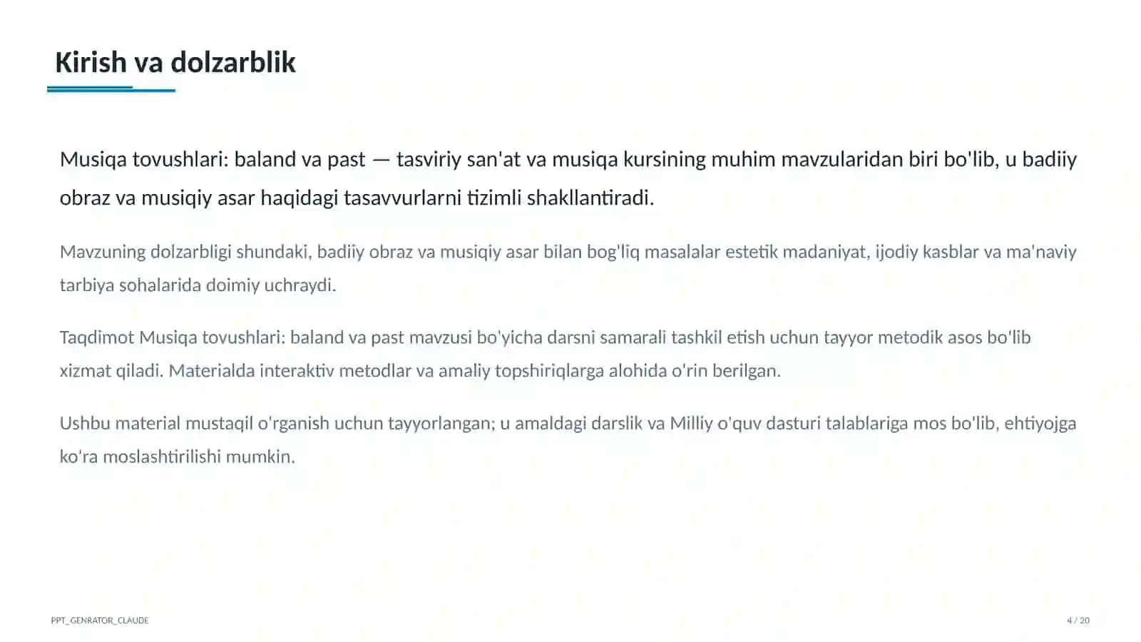 Musiqa tovushlari: baland va past (1-sinf) 4