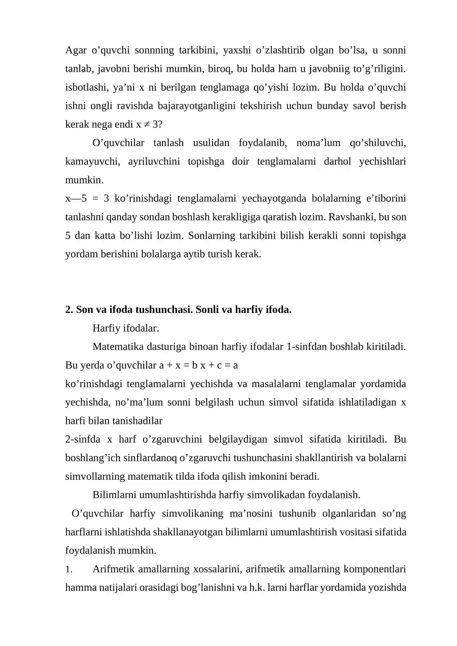 O'quvchilarni algebraik materiallar bilan tanishtirish 4