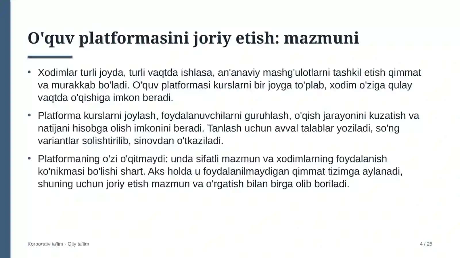 Un-yorma sanoatida o'quv platformasini joriy etish 4