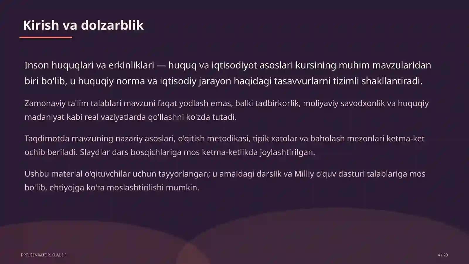 Inson huquqlari va erkinliklari (9-sinf) 4