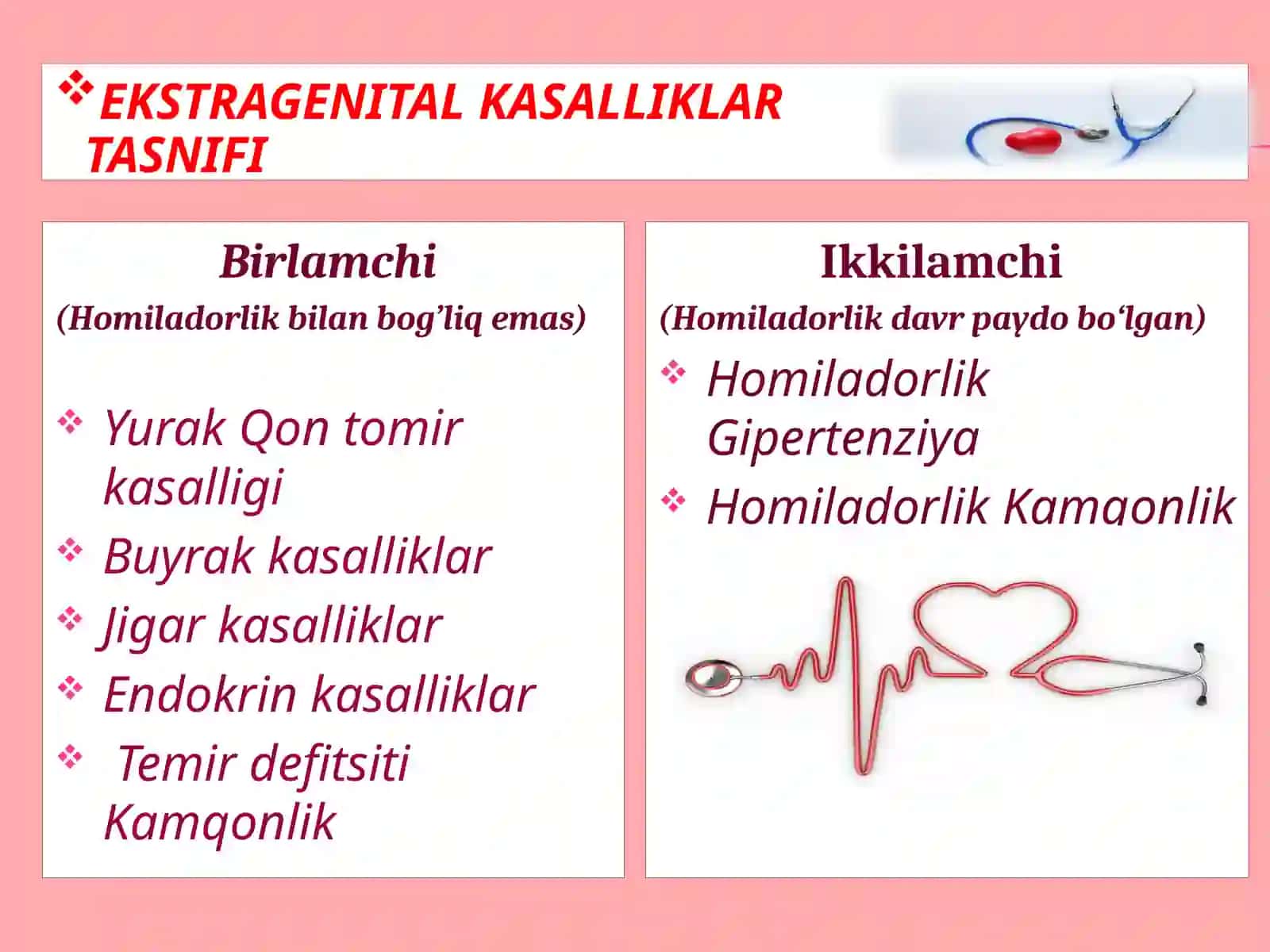 Ekstragenitalkasalliklar Yurakqontomirkasalliklar 4