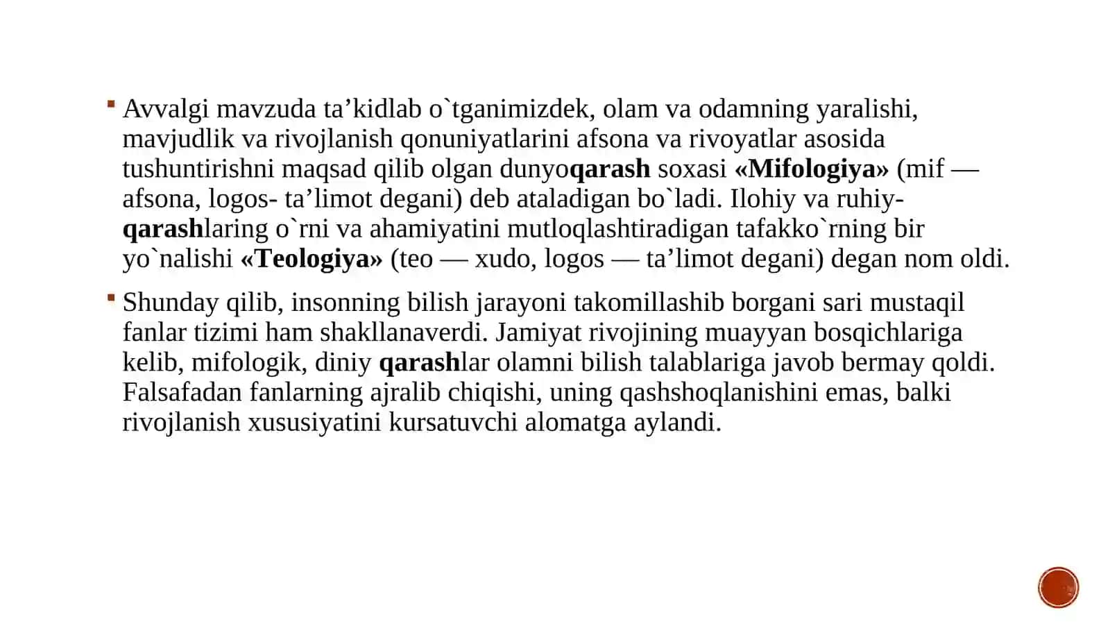 Falsafaning asosiy yo`nalishlari, fanlar tizimidagi o`rni va vazifalari. 4