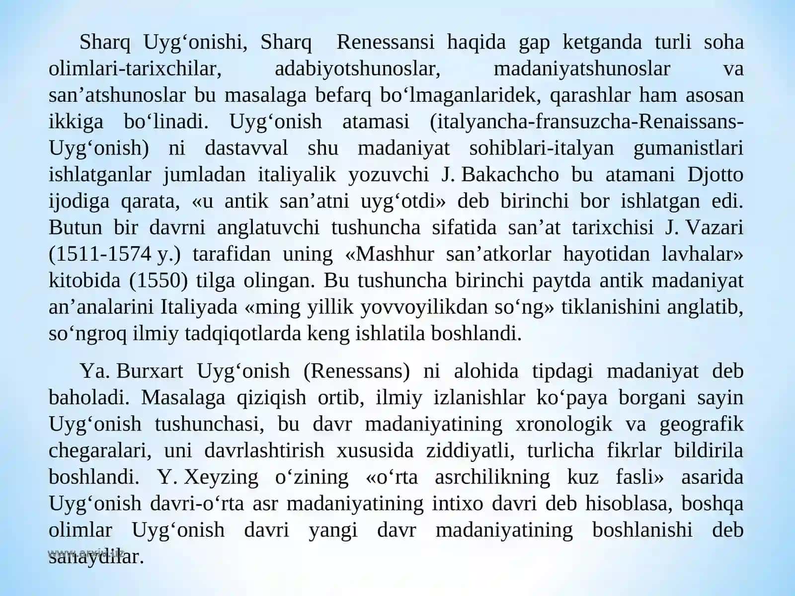 Sharq va g’arb uyg’onish davri madaniyati 4