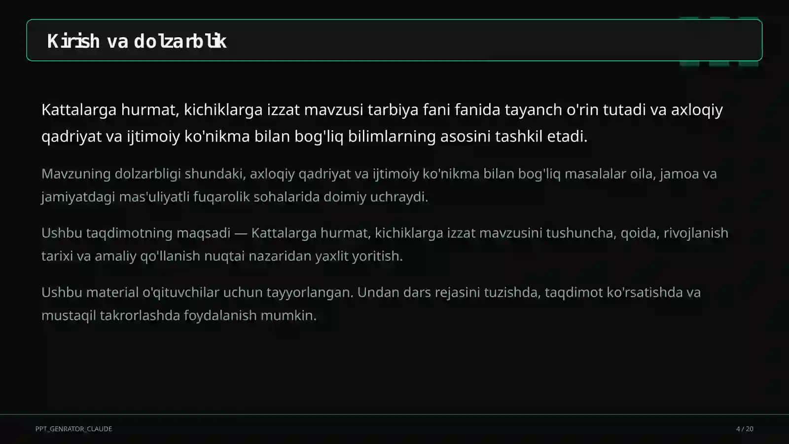Kattalarga hurmat, kichiklarga izzat (2-sinf) 4